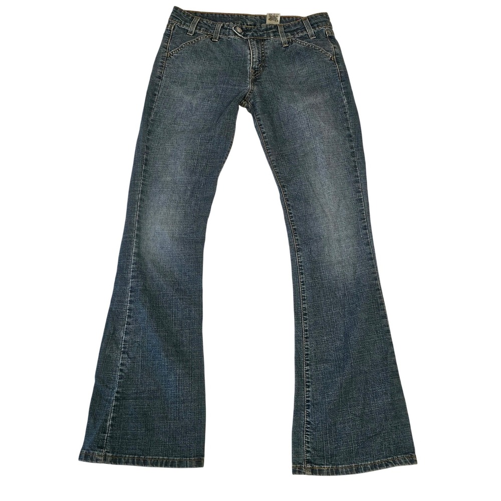 Levis Superlow Flare Jeans Womens 5 JR M Medium Wash Low Rise Bootcut Denim JT4